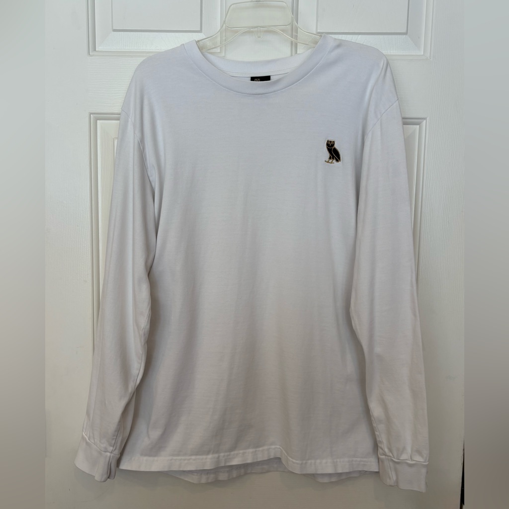 Ovo Octobers Very Own Long Sleeve T-Shirt Owl Logo White Men’s Size Xl